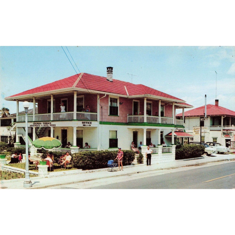 Vintage Colonial Terrace Apartments Hotel Daytona Beach Florida Postcard Dexter